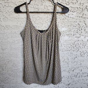 New York And Company Cami Geometric Print Top Yellow, Tan, Black, White Size M